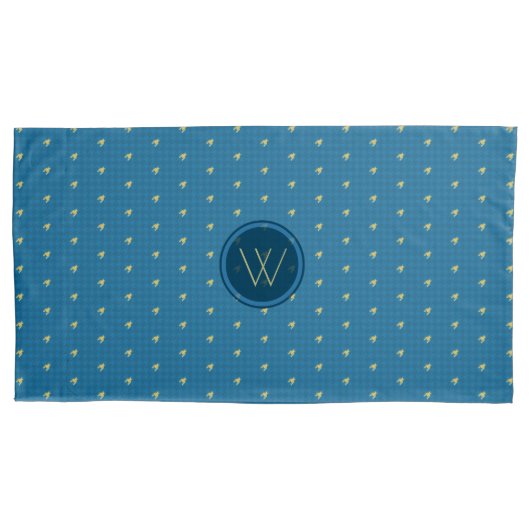 Housse D'oreillers Bleu avec or Accent Houndstooth Coussin Coque (devant)