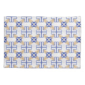 Housse D'oreillers Bleu Blanc Jaune Azulejo Portugais Carreaux Motif (Dos)
