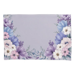 Housse D'oreillers Bleu, blanc, rose et pourpre délicats fleurs estiv