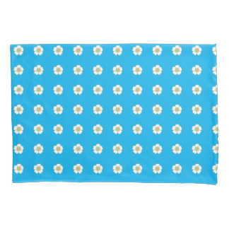 Housse D'oreillers bleu bleu bleu jaune et blanc Fleurs de tasse à be