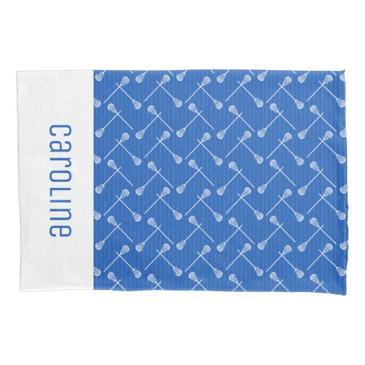 Housse D'oreillers Bleu Bleu Lacrosse Blancs Patternes (devant)