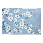 Housse D'oreillers Bleu Chatoyant Fleur de Cerise (Dos)