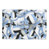 Housse D'oreillers bleu clair noir volleballs motif w net détail (Dos)