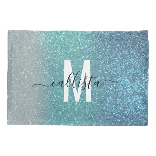 Housse D'oreillers Bleu clair Turquoise Parties scintillant brillante (Dos)