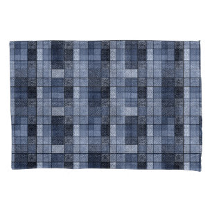 Housse D'oreillers Bleu, denim, tartan, plaid.