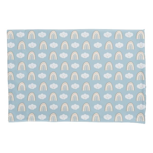 Housse D'oreillers Bleu et gris moderne arc-en-ciel nuage de bébé mot (devant)