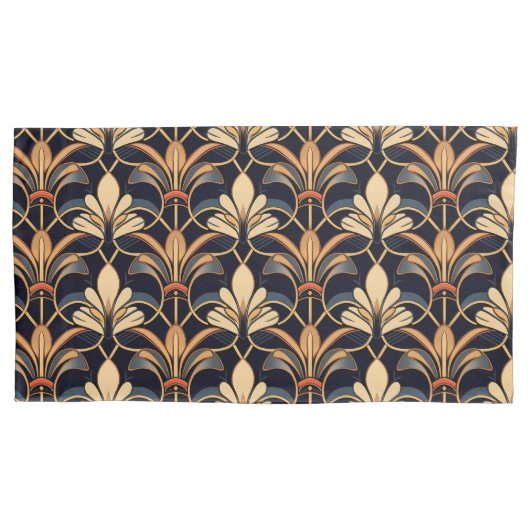 Housse D'oreillers Bleu et orange Art déco (devant-gauche)