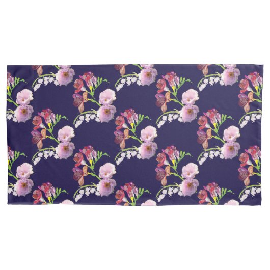 Housse D'oreillers Bleu floral (devant-gauche)