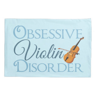 Housse D'oreillers Bleu hanté par violon mignon