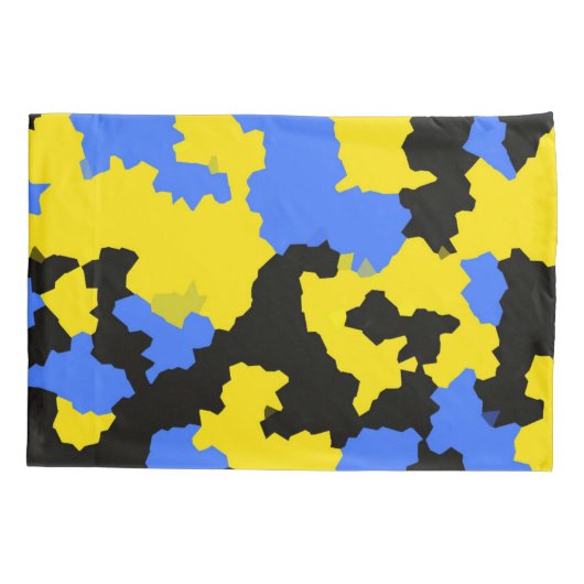 Housse D'oreillers Bleu Jaune Noir Conception abstraite (Dos)