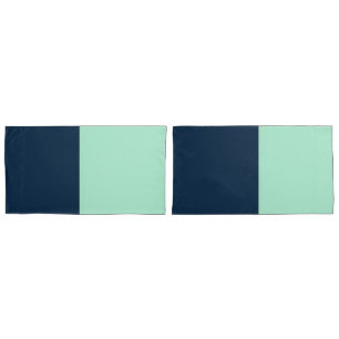 Housse D'oreillers Bleu marin et Mint
