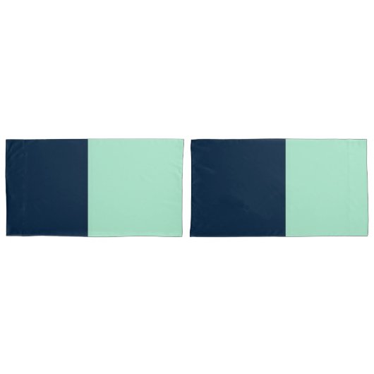 Housse D'oreillers Bleu marin et Mint (devant-Set)