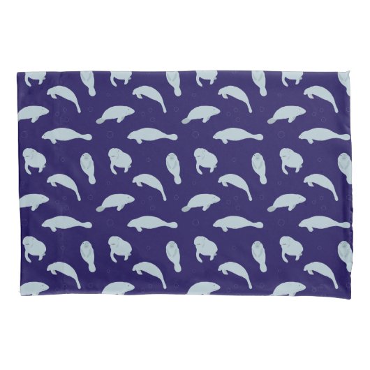 Housse D'oreillers Bleu mignon Manatée de natation (devant)