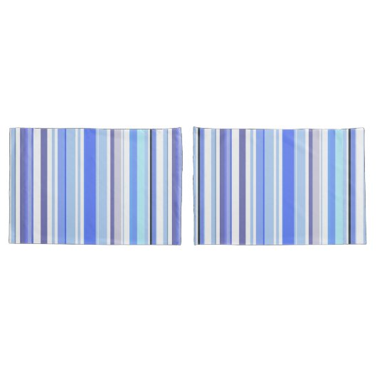 Housse D'oreillers Bleu moderne et blanc bandes côtières (Dos-Set)
