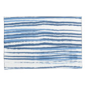 Housse D'oreillers Bleu moderne et blanc bandes côtières (devant-Droit)