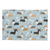 Housse D'oreillers Bleu Motif de Corgi (Dos)