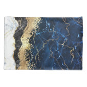 Housse D'oreillers Bleu noir Marbre blanc (Dos)
