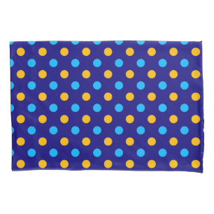 Housse D'oreillers Bleu Nuit Jaune Cyan Dessin à pois