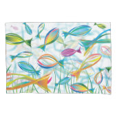 Housse D'oreillers Bleu Océan Tropical Poissons Natation (devant-gauche)