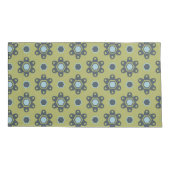 Housse D'oreillers Bleu rétro et marguerites noires sur motif floral (Dos-gauche)