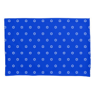 Housse D'oreillers Bleu royal d'étoile de David blanche