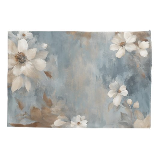 Housse D'oreillers Bleu rustique Brown Cream Ferme Floral (Dos)
