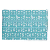 Housse D'oreillers bleu scandinave avec fleurs blanches (Dos)