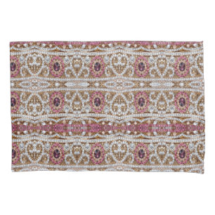 Housse D'oreillers bleu turquoise or bordeaux rose bohème