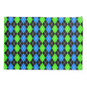 Housse D'oreillers Bleu Vert Noir Design Diamant Argyle (Dos)