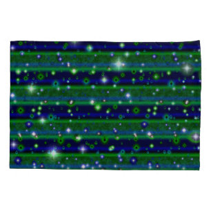 Housse D'oreillers Bleu vert rayures avec étoiles et Raindrops