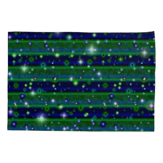 Housse D'oreillers Bleu vert rayures avec étoiles et Raindrops (Dos)
