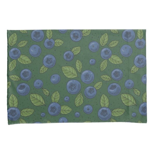 Housse D'oreillers Bleus sur vert foncé (devant-Droit)