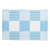 Housse D'oreillers Bloc de courtepointe bleu et blanc (Dos)