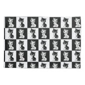 Housse D'oreillers Bloc de monogramme noir blanc pour chat (Dos)