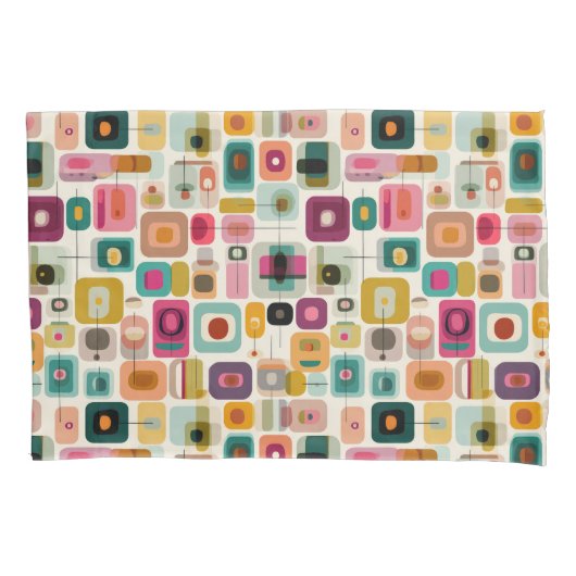 Housse D'oreillers Blocs couleur RETRO Mid Century Modern Art Motif (devant)