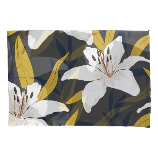 Housse D'oreillers Blossom Lily : Flore tendance sans couture. (devant)