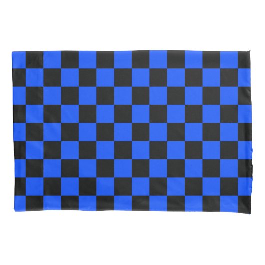 Housse D'oreillers Blue and black checkerboard pattern (devant-gauche)