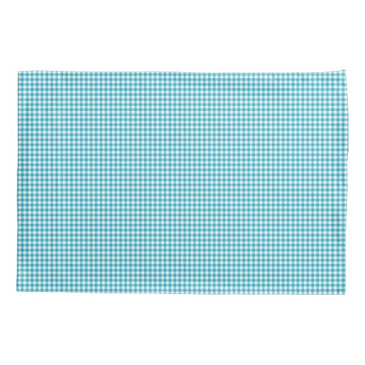 Housse D'oreillers Blue and white gingham check pattern displayed  (Dos)