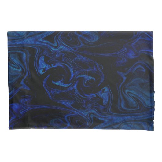 Housse D'oreillers Blue Black Swirl Abstrait Smoky Cool (devant)