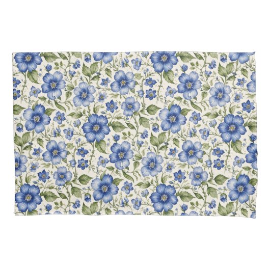 Housse D'oreillers Blue Forget-Me-Nots Fleece Florale (devant)