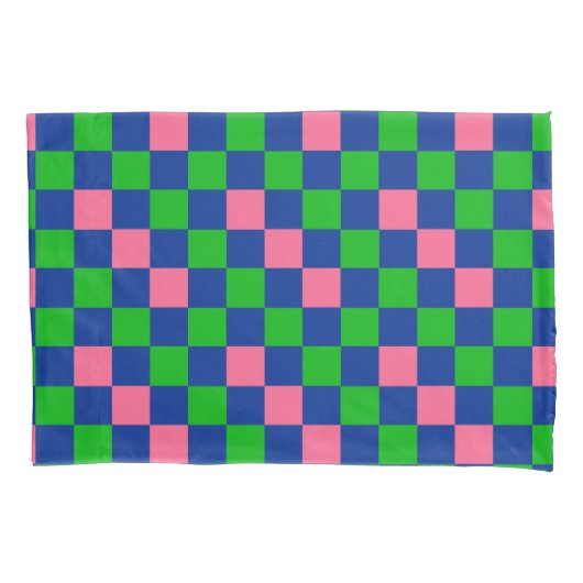 Housse D'oreillers Blue Green Pink Checkered Pattern Design  (devant)