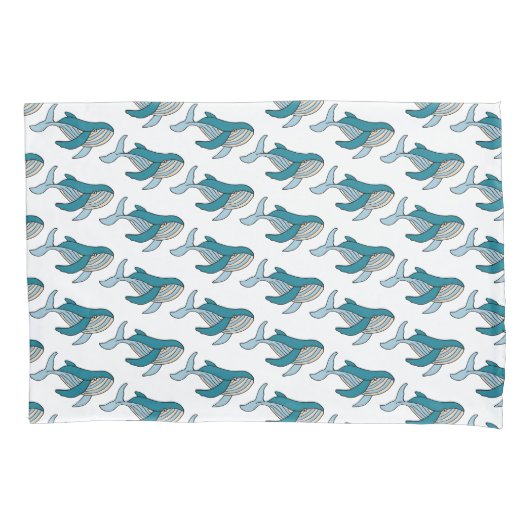 Housse D'oreillers Blue Ocean Whale Motif (devant)