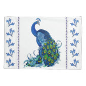 Housse D'oreillers Blue Peacock et Coussin Feuille Coque (Dos)