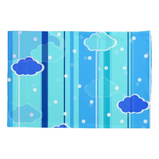 Housse D'oreillers blue strips clouds dots (Dos)