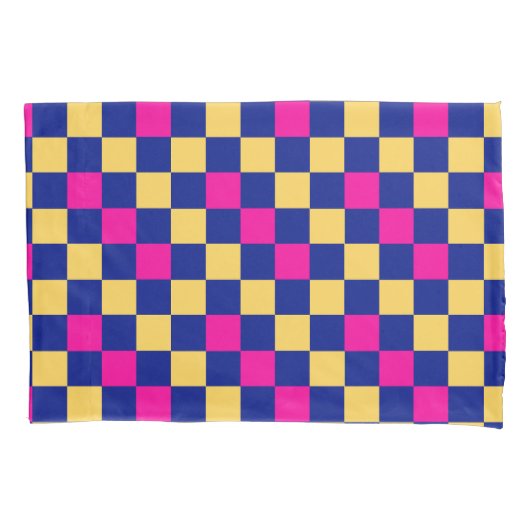 Housse D'oreillers Blue Yellow Pink Checkered Pattern Design  (devant)