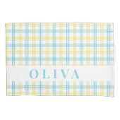 Housse D'oreillers Blue Yellow Plaid Custom Name (devant)