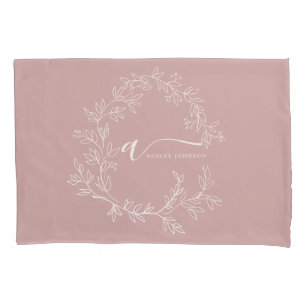 Housse D'oreillers Blush Dusty rose moderne Script Girl Monogramme No