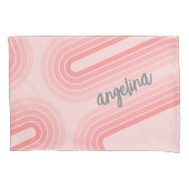 Housse D'oreillers Blush Pink Mod Retro Stried Motif Nom personnalisé (devant)