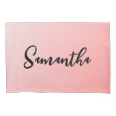 Housse D'oreillers Blush Rose Ombré Nom en Script (devant)