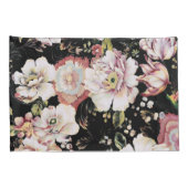 Housse D'oreillers bohème chic rose pâle fleurs sombres floral (Dos-Droit)